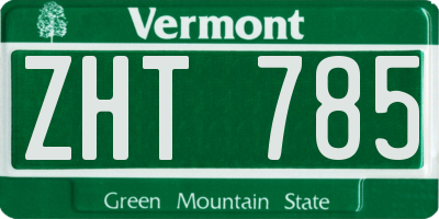 VT license plate ZHT785