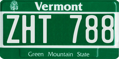 VT license plate ZHT788