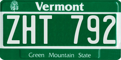 VT license plate ZHT792