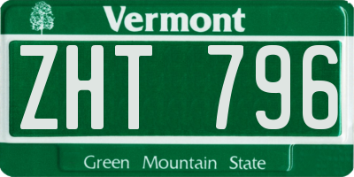 VT license plate ZHT796