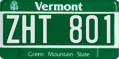 VT license plate ZHT801
