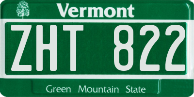 VT license plate ZHT822