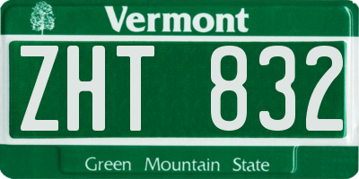 VT license plate ZHT832