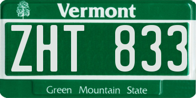 VT license plate ZHT833
