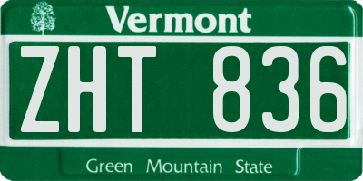 VT license plate ZHT836