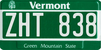 VT license plate ZHT838