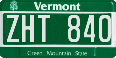 VT license plate ZHT840