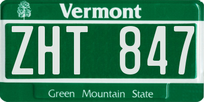 VT license plate ZHT847