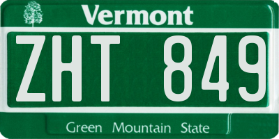 VT license plate ZHT849