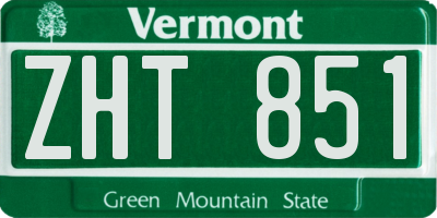 VT license plate ZHT851
