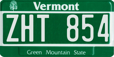VT license plate ZHT854