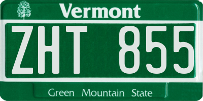 VT license plate ZHT855