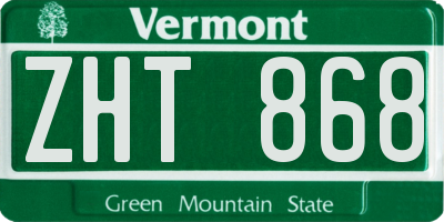 VT license plate ZHT868