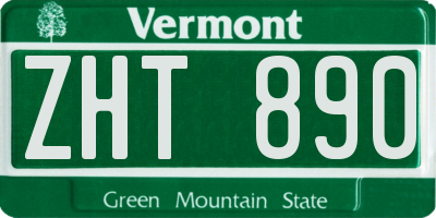VT license plate ZHT890