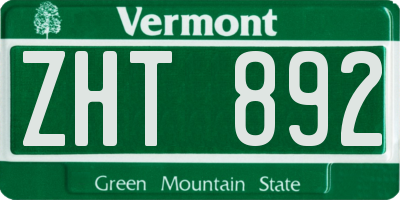 VT license plate ZHT892