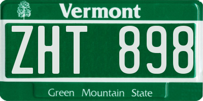 VT license plate ZHT898