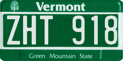 VT license plate ZHT918
