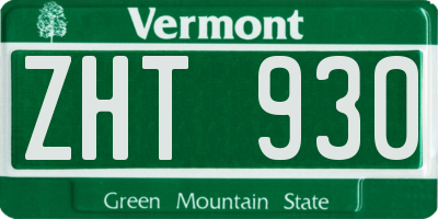 VT license plate ZHT930