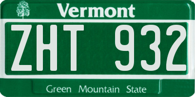 VT license plate ZHT932