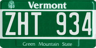 VT license plate ZHT934