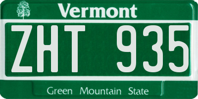 VT license plate ZHT935