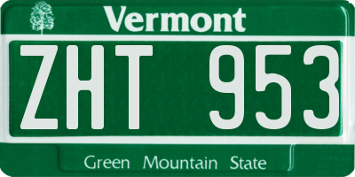 VT license plate ZHT953