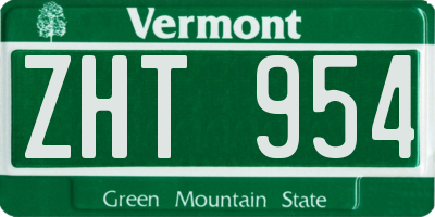 VT license plate ZHT954