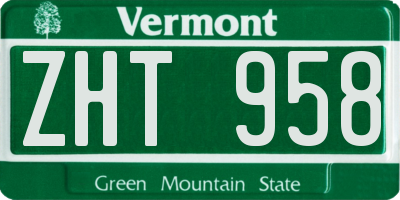 VT license plate ZHT958
