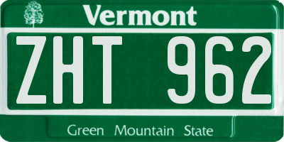 VT license plate ZHT962