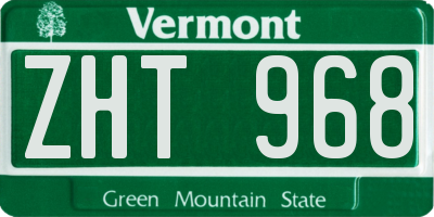 VT license plate ZHT968