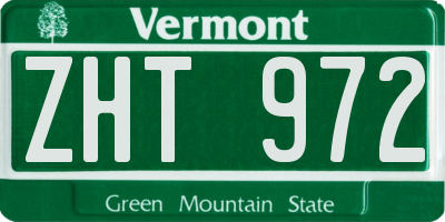 VT license plate ZHT972