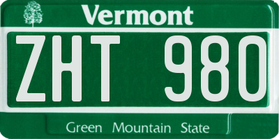 VT license plate ZHT980