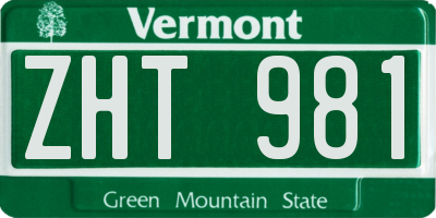 VT license plate ZHT981