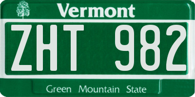 VT license plate ZHT982