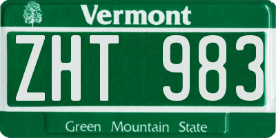 VT license plate ZHT983
