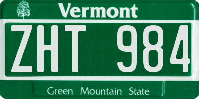 VT license plate ZHT984