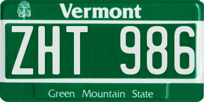 VT license plate ZHT986