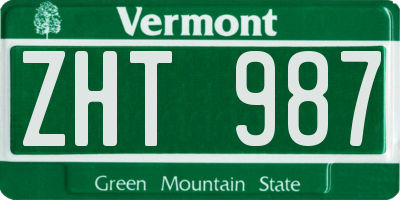 VT license plate ZHT987