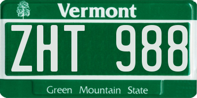 VT license plate ZHT988