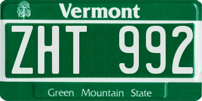 VT license plate ZHT992