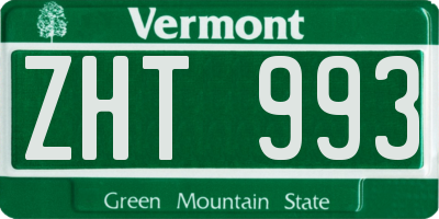 VT license plate ZHT993