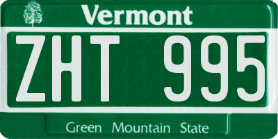 VT license plate ZHT995