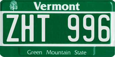VT license plate ZHT996