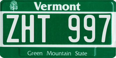 VT license plate ZHT997