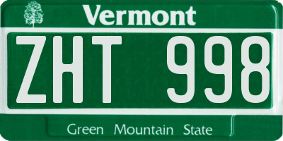 VT license plate ZHT998