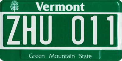 VT license plate ZHU011