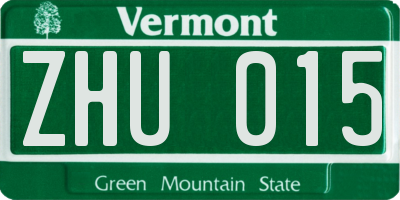 VT license plate ZHU015