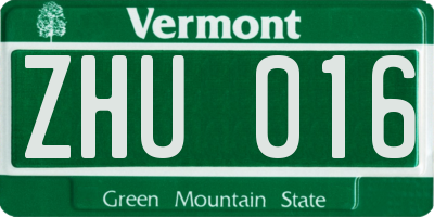 VT license plate ZHU016