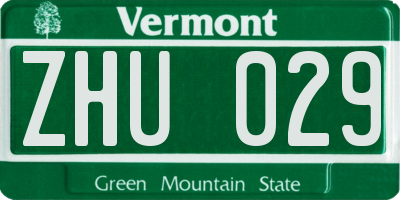 VT license plate ZHU029