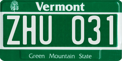 VT license plate ZHU031